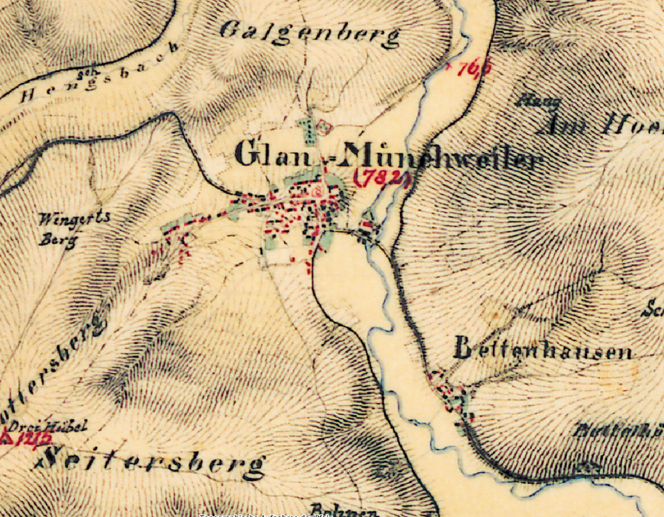 Karte von Glan-Münchweiler und Bettenhausen aus Bayrischer Herrschaft